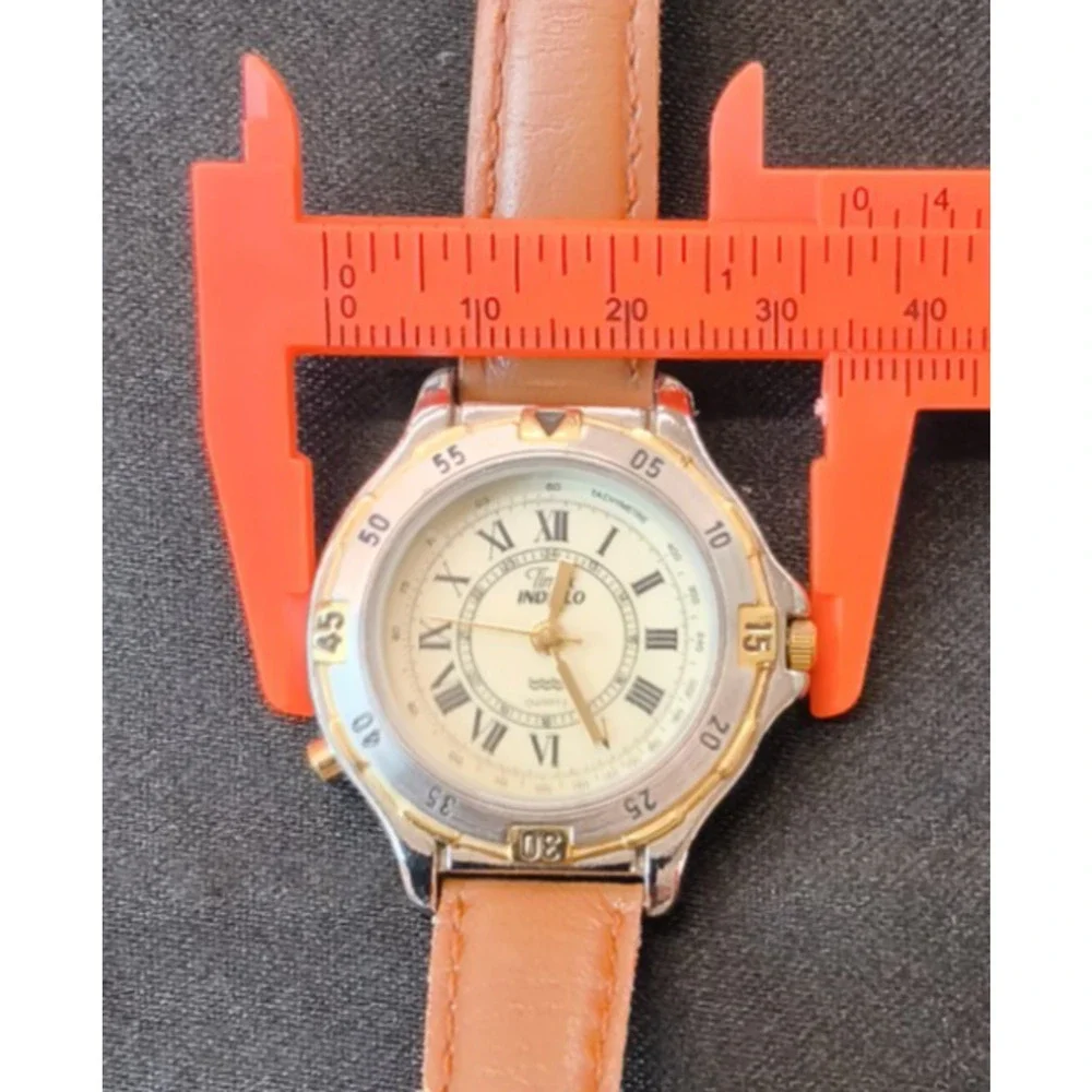 Vintage Timex Indiglo Two Tone Diver Style Women's Watch Brown Band #W5369